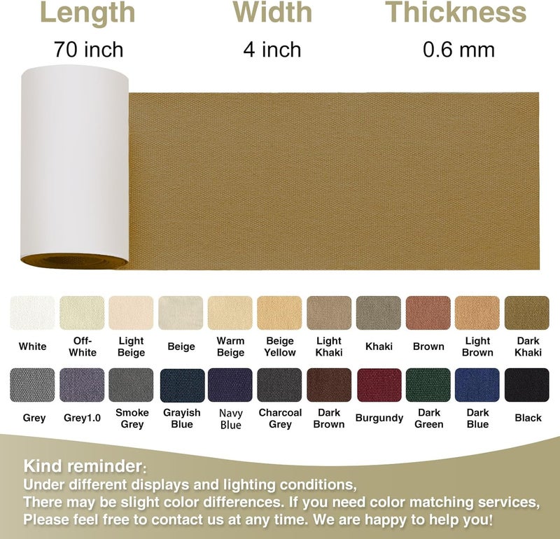 Gheeidau Canvas Repair Tape 4×70 Inch Waterproof Self-Adhesive Fabric Repair Patch for Repairing Boat Covers,Tents,Patio Umbrellas,Car Seats,Luggage,Sofas.(Dark Khaki) - Image 4